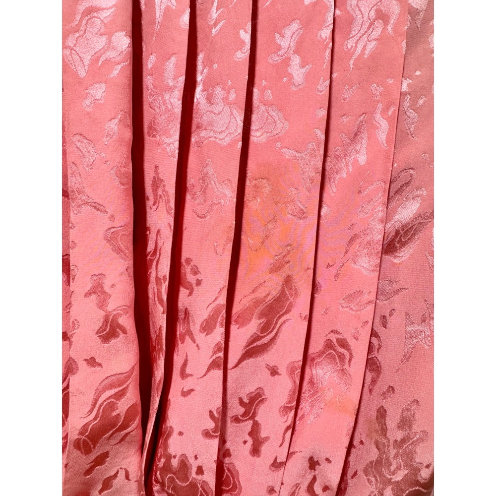Argenti Petites Vintage 100% Silk Jacquard Pleated Blouse Coral Pink Size 10 - Picture 6 of 6